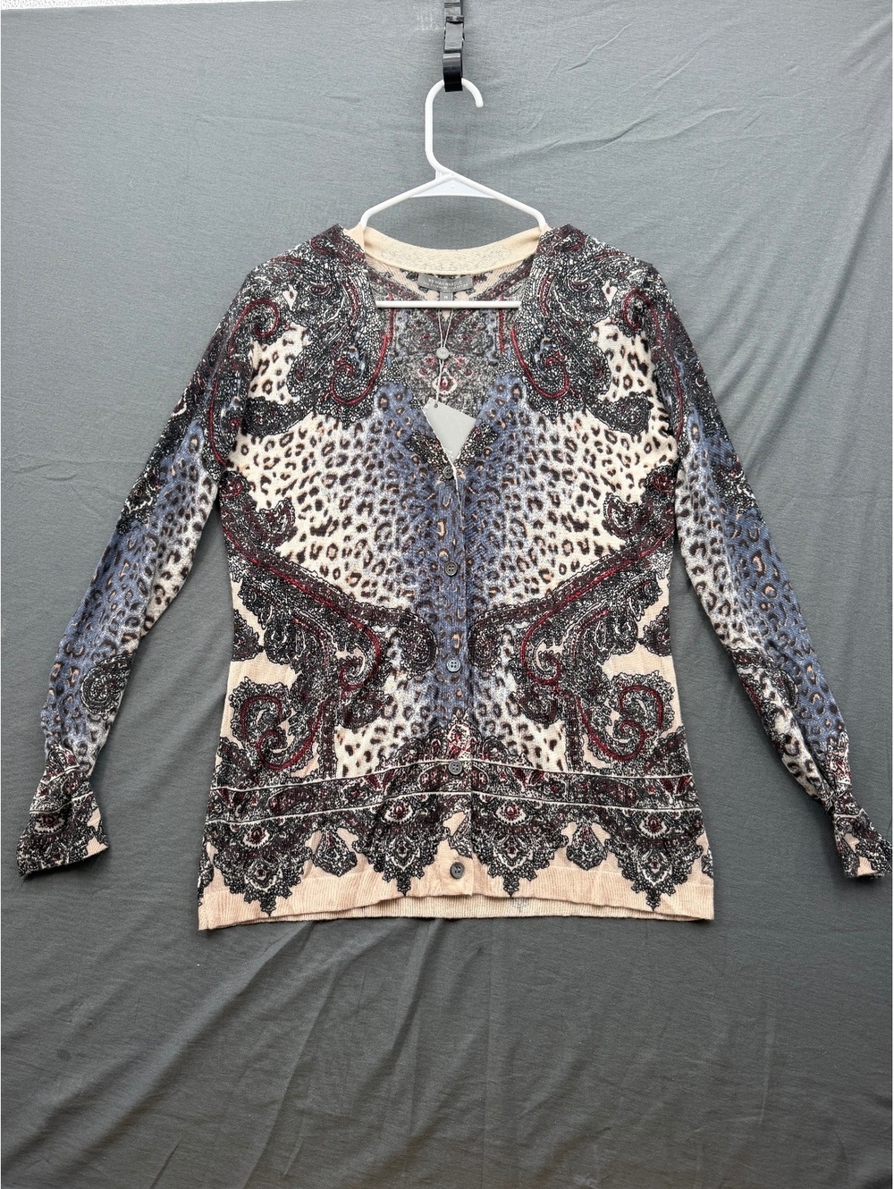 Neiman Marcus Collection Women Long Sleeve Animal Print Top Size M
